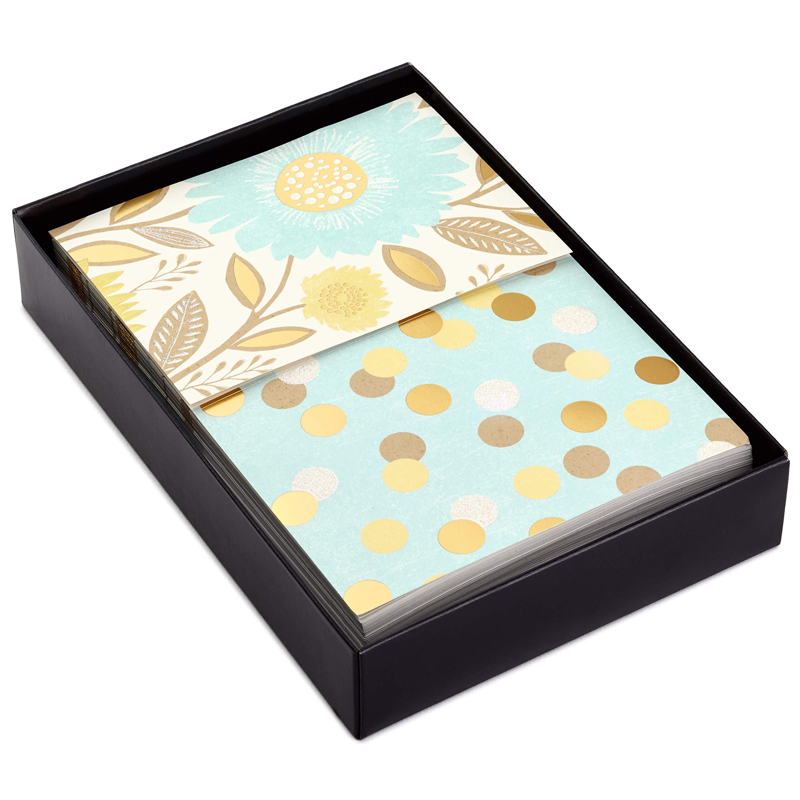 Hallmark Blank Note Cards (Flowers and Dots, 50 Blank Cards or Thank You Cards with Envelopes)