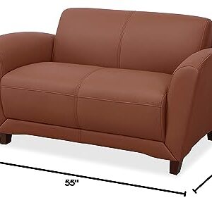 Lorell Accession Loveseat Sofa, 34.5" x 55" x 31.5", Mahogany, Tan