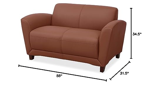 Lorell Accession Loveseat Sofa, 34.5" x 55" x 31.5", Mahogany, Tan