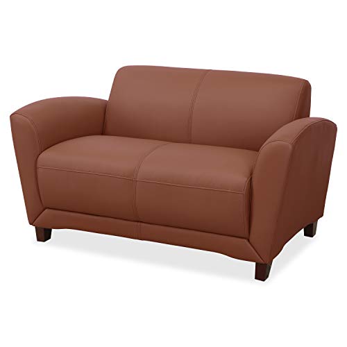 Lorell Accession Loveseat Sofa, 34.5" x 55" x 31.5", Mahogany, Tan