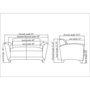 Lorell Accession Loveseat Sofa, 34.5" x 55" x 31.5", Mahogany, Tan