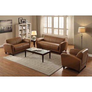 Lorell Accession Loveseat Sofa, 34.5" x 55" x 31.5", Mahogany, Tan