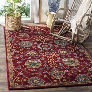 safavieh heritage collection 6' square red hg655a handmade traditional oriental premium wool area rug