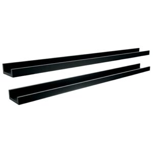 Kiera Grace Set of Two Edge Simple & Classic Decorative Engineered Wood Floating Wall-Mounted Picture Frame Shelves for Home, Room, & Office, 44" L x 4" W x 2" H, Black, Set of 2