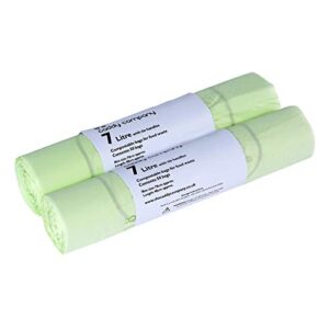 the caddy company 7l tie handle compostable kitchen caddy liners-7 litre, 100 bags, 21 x 10 x 5 cm, green, 2 pack