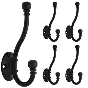 franklin brass ball end coat and hat hook wall hooks 5-pack, flat black, fbchhb5-fb-c