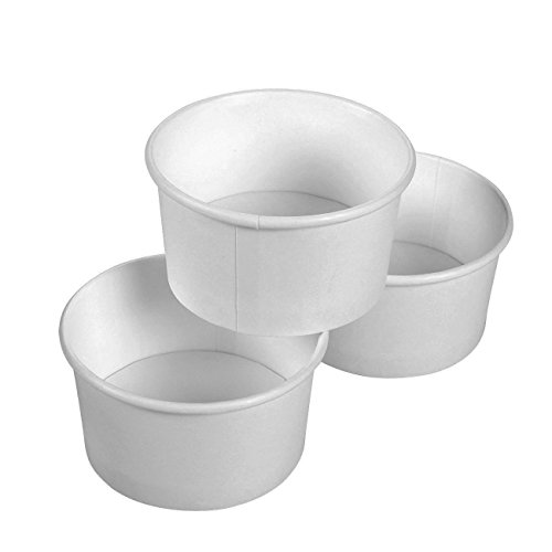 Mr Miracle 8 Ounce Soup/Frozen Dessert Containers with Lids in White. Pack of 25 Sets