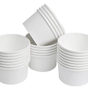 Mr Miracle 8 Ounce Soup/Frozen Dessert Containers with Lids in White. Pack of 25 Sets