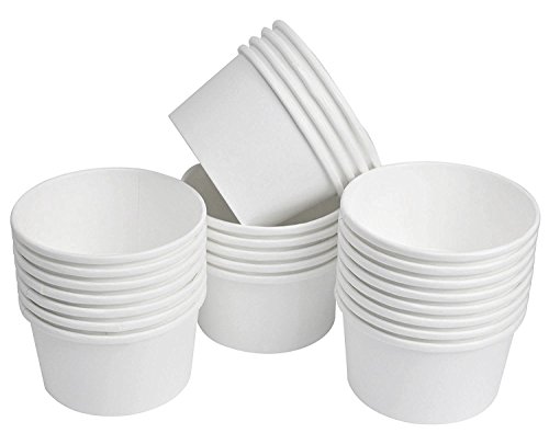 Mr Miracle 8 Ounce Soup/Frozen Dessert Containers with Lids in White. Pack of 25 Sets