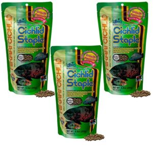 (3 pack) hikari 8.8-ounce cichlid staple floating pellets for pets, medium