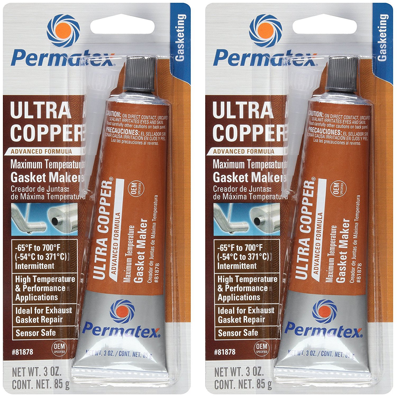 Permatex 81878 3 Oz Ultra Copper RTV Silicone Gasket Maker (2 Pack)