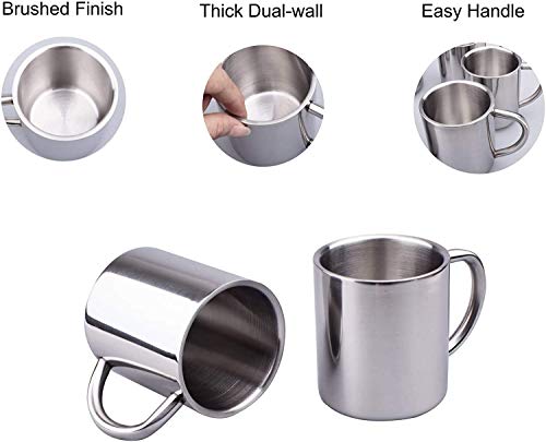 IMEEA Unbreakable Mugs for Kids Double Walled Camping Coffee Mugs 7.5oz/220ml Stainless Steel Mug with Handle, Set of 2