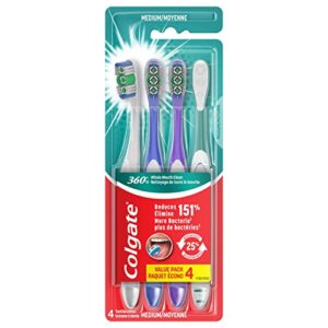 colgate 360 adult toothbrush, medium (4 count)