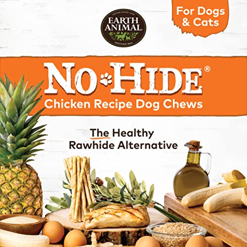 EARTH ANIMAL No Hide Stix Chicken Flavored Natural Rawhide Free Dog Chews Long Lasting Dog Chew Sticks | Dog Treats for Small Dogs and Cats | Great Dog Chews for Aggressive Chewers