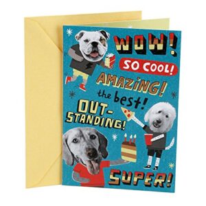 hallmark birthday card for kids with stickers (dog party) (0399rzb1200)
