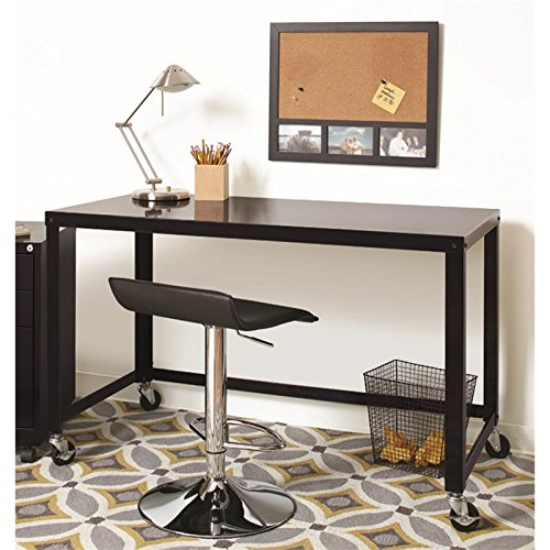 Hirsh Ready-to-Assemble 48-inch Wide Mobile Metal Desk Black