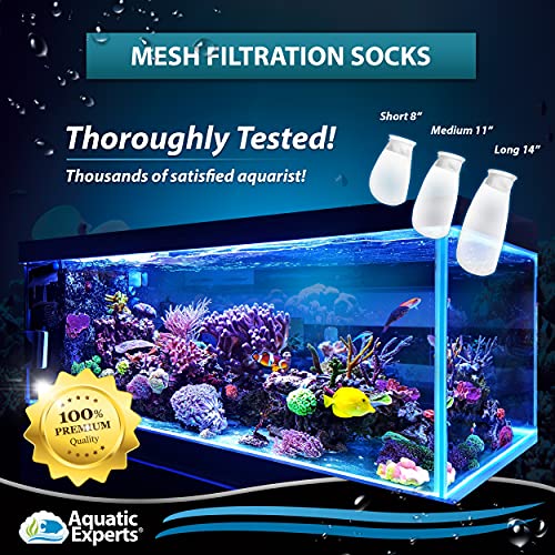 Aquarium Mesh Filter Socks - 4 Inch Ring, 200 Micron, Custom Made, Made in The USA (4" x 8" - 2 Pack)