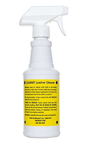 Obenauf's Cleanit Leather Cleaner - Natural Plant Oil Leather Cleaner for Boots, Furniture and Car Interior - Safe and Gentle Non-Detergent Oil Liquid Soap - Ready-to-use 16oz Spray Bottle