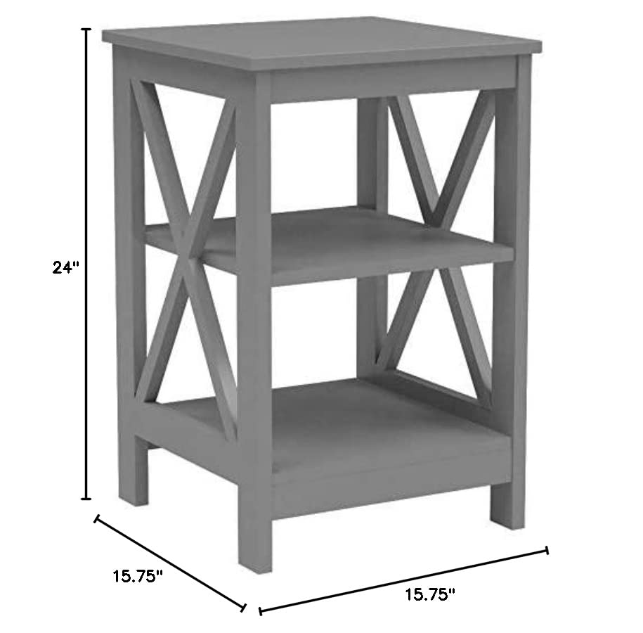 Convenience Concepts Oxford End Table with Shelves, Gray