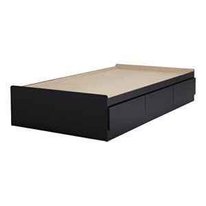 south shore step one mates bed with 3 drawers, twin, pure black