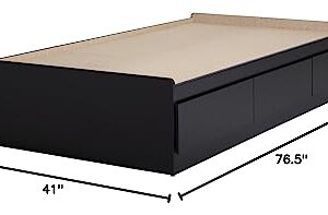 South Shore Step One Mates Bed with 3 Drawers, Twin, Pure Black