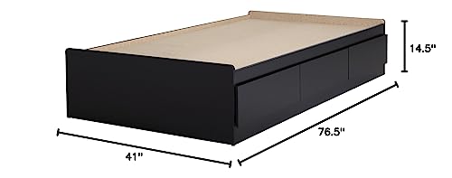 South Shore Step One Mates Bed with 3 Drawers, Twin, Pure Black