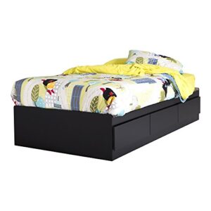 South Shore Step One Mates Bed with 3 Drawers, Twin, Pure Black