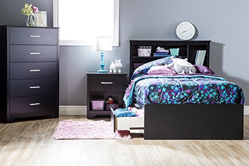 South Shore Step One Mates Bed with 3 Drawers, Twin, Pure Black