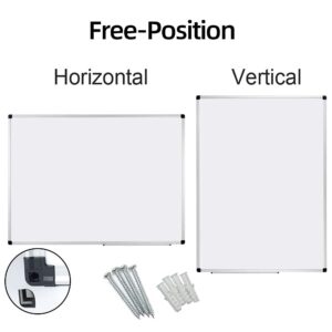 XBoard Magnetic Whiteboard/Dry Erase Board, 24 x 18 Inch Double Sided White Board with 1 Detachable Marker Tray, 1 Dry Eraser, 3 Dry Erase Markers and 4 Magnets for Home, Office and School