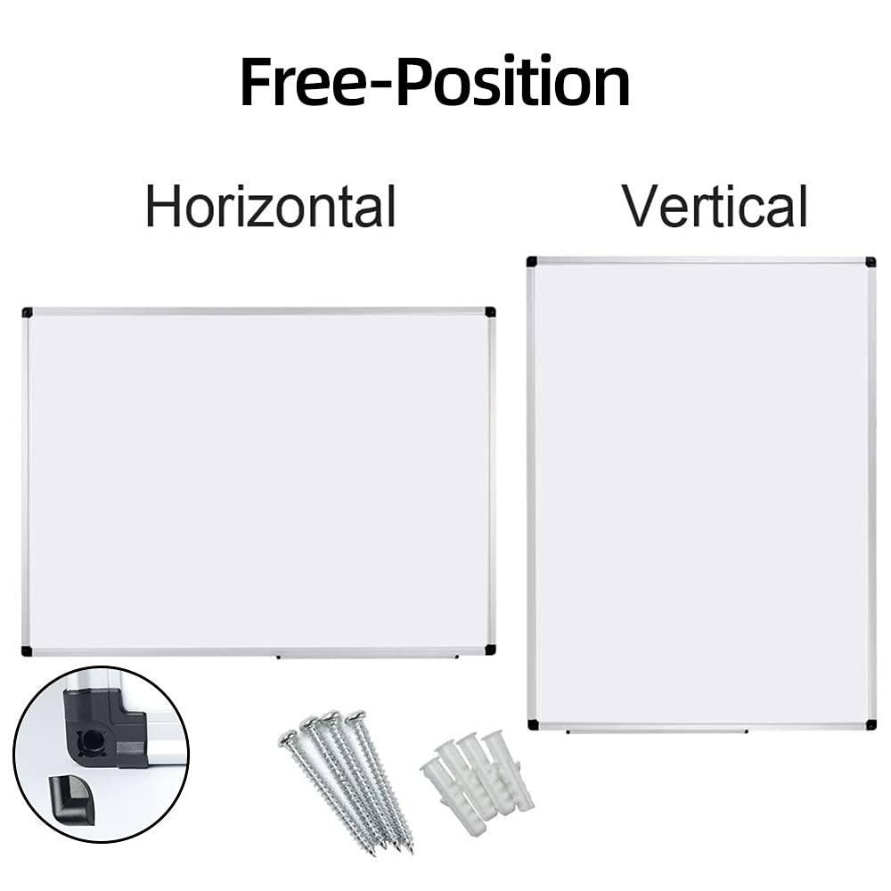 XBoard Magnetic Whiteboard/Dry Erase Board, 24 x 18 Inch Double Sided White Board with 1 Detachable Marker Tray, 1 Dry Eraser, 3 Dry Erase Markers and 4 Magnets for Home, Office and School