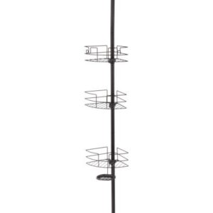 home zone 3-tier adjustable bathroom caddy | wire shelf, extension pole, oil-rubbed bronze finish