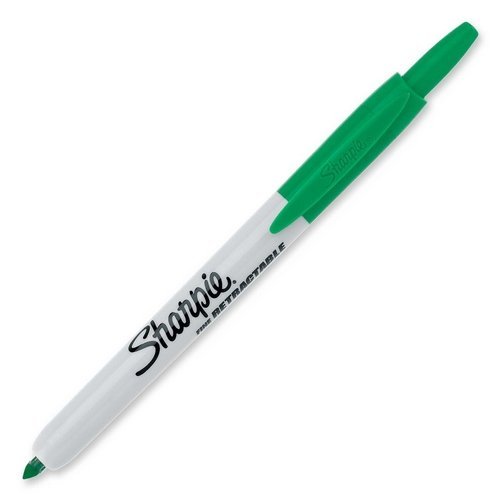 Sharpie Marker Permanent Retractable Fine Point Green Ink, 10 Markers Per Order