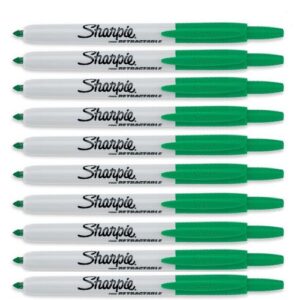 sharpie marker permanent retractable fine point green ink, 10 markers per order
