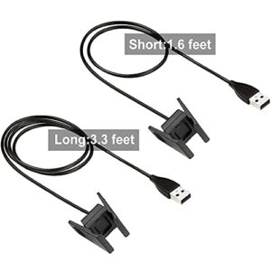 Temery Fitbit Charge 2 Charger - 2Pcs Replacement USB Charger Charging Cable for Fitbit Charge 2 with Cable Cradle Dock Adapter for Fitbit Charge 2 Smart Watch(3.3 feet +1.6 feet)…