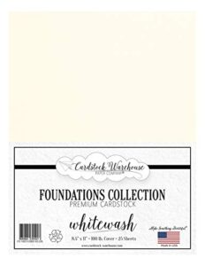 whitewash white 100% recycled cardstock paper - 8.5 x 11 inch premium 100 lb. cover - 25 sheets from cardstock warehouse