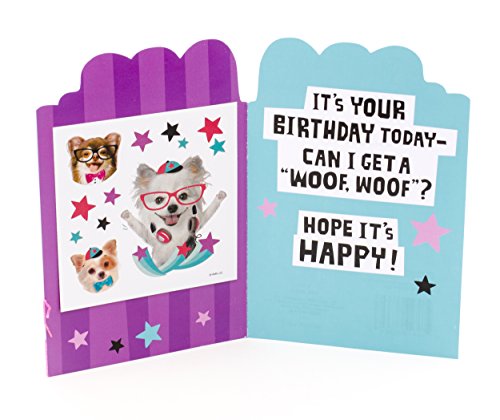 Hallmark Birthday Card for Kids (Dogs with Glasses Stickers)