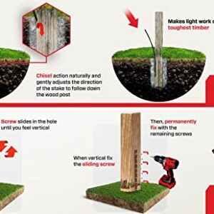 Post Buddy Pack of 4 Easy Fence Post Repair (to fix 2 Broken Wood Posts), Fast and Easy to Install, Highly Effective, Long-Lasting