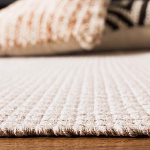 SAFAVIEH Montauk Collection 6' Square Ivory/Grey MTK340A Handmade Flatweave Boho Farmhouse Cotton Tassel Fringe Living Room Dining Bedroom Area Rug