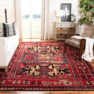safavieh vintage hamadan collection area rug - 6'7" x 9', red & multi, oriental traditional persian design, non-shedding & easy care, ideal for high traffic areas in living room, bedroom (vth213a)