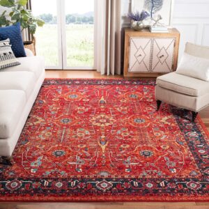 safavieh vintage hamadan collection area rug - 6'7" x 9', orange & navy, oriental traditional persian design, non-shedding & easy care, ideal for high traffic areas in living room, bedroom (vth220c)