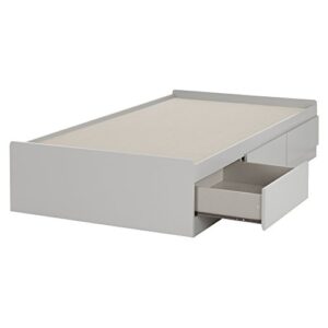 south shore 39" reevo mates bed with 3 drawers, twin, soft gray