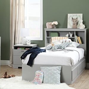 South Shore 39" Reevo Mates Bed with 3 Drawers, Twin, Soft Gray