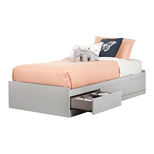 South Shore 39" Reevo Mates Bed with 3 Drawers, Twin, Soft Gray