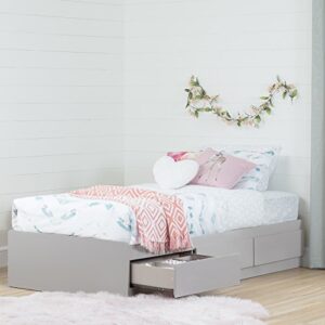 South Shore 39" Reevo Mates Bed with 3 Drawers, Twin, Soft Gray