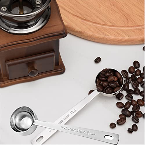 KAZETEC Metal Stainless Steel 1 Tablespoon Measuring Coffee Scoop Spoon, Set of 5