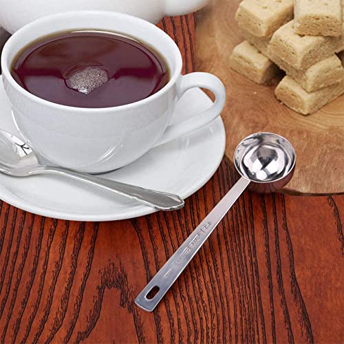 KAZETEC Metal Stainless Steel 1 Tablespoon Measuring Coffee Scoop Spoon, Set of 5