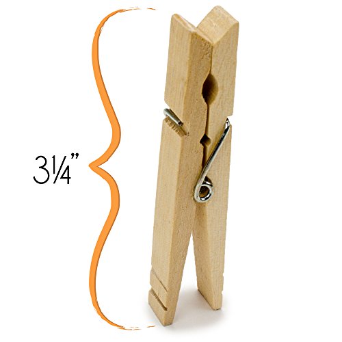 100-pack Natural Wood Spring Clothespins by Knack