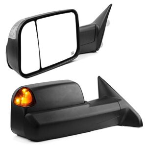 yitamotor towing mirrors compatible with dodge ram, 2009-2018 ram 1500, 2010-2018 ram 2500 3500 with power heated led turn signal light puddle lamp