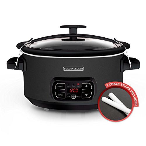 BLACK+DECKER 7-Quart Digital Slow Cooker with Chalkboard Surface, Slate, SCD4007