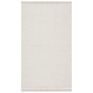 SAFAVIEH Montauk Collection Area Rug - 6' x 9', Ivory & Black, Handmade Flat Weave Boho Farmhouse Cotton Tassel Fringe, Ideal for High Traffic Areas in Living Room, Bedroom (MTK340D)